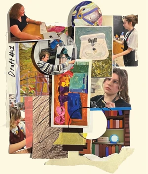 Students from the art department painting 